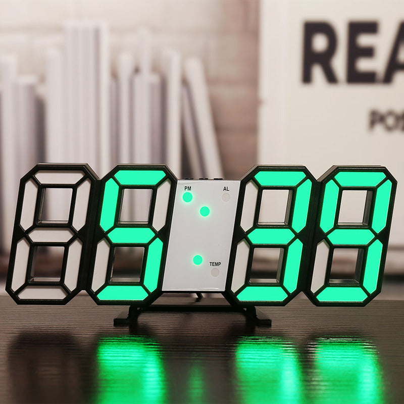 3D LED Digital Alarm Clock USB Charging 12/24 Hour Format Office Bedroom Kitchen