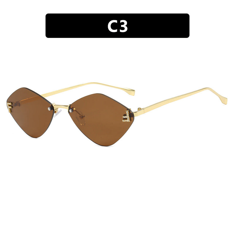 Diamond Shaped Frameless Sunglasses UV400 Scratch Resistant Lenses Sun Protection