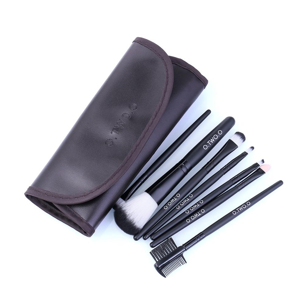 Vegan Synthetic Hair 7 Piece Makeup Brush Collection PU Leather Organizer Case