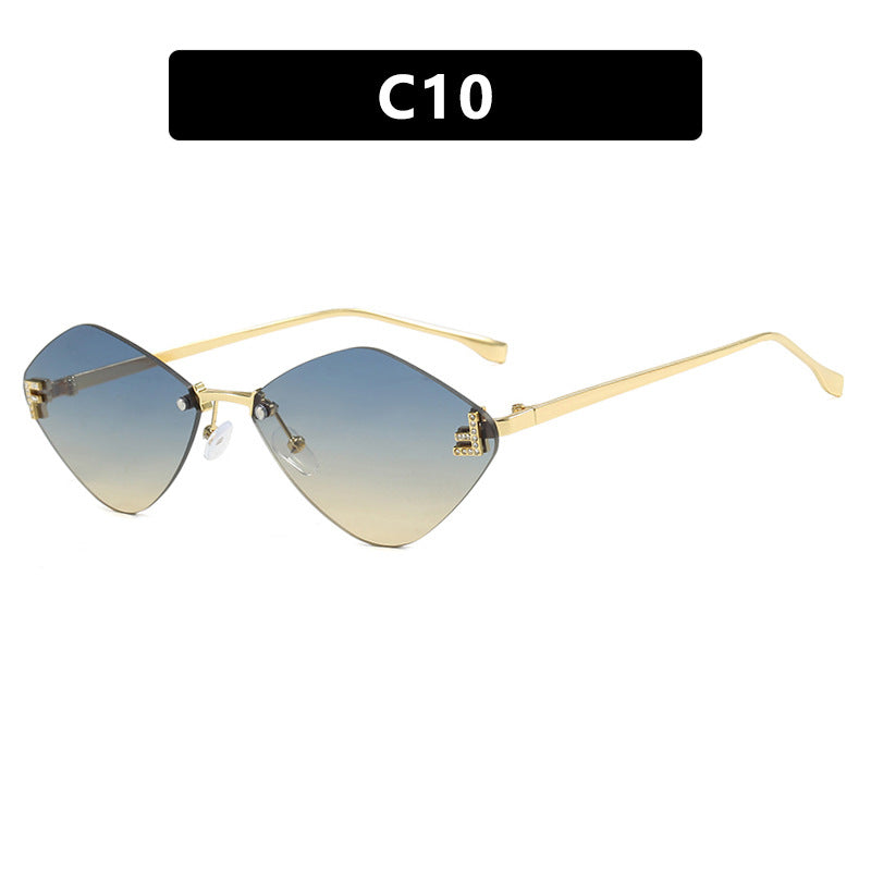Diamond Shaped Frameless Sunglasses UV400 Scratch Resistant Lenses Sun Protection