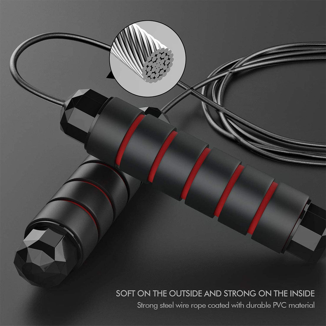 Adjustable Steel Wire Jump Rope PVC Coating Ball Bearings Exercise Accessory