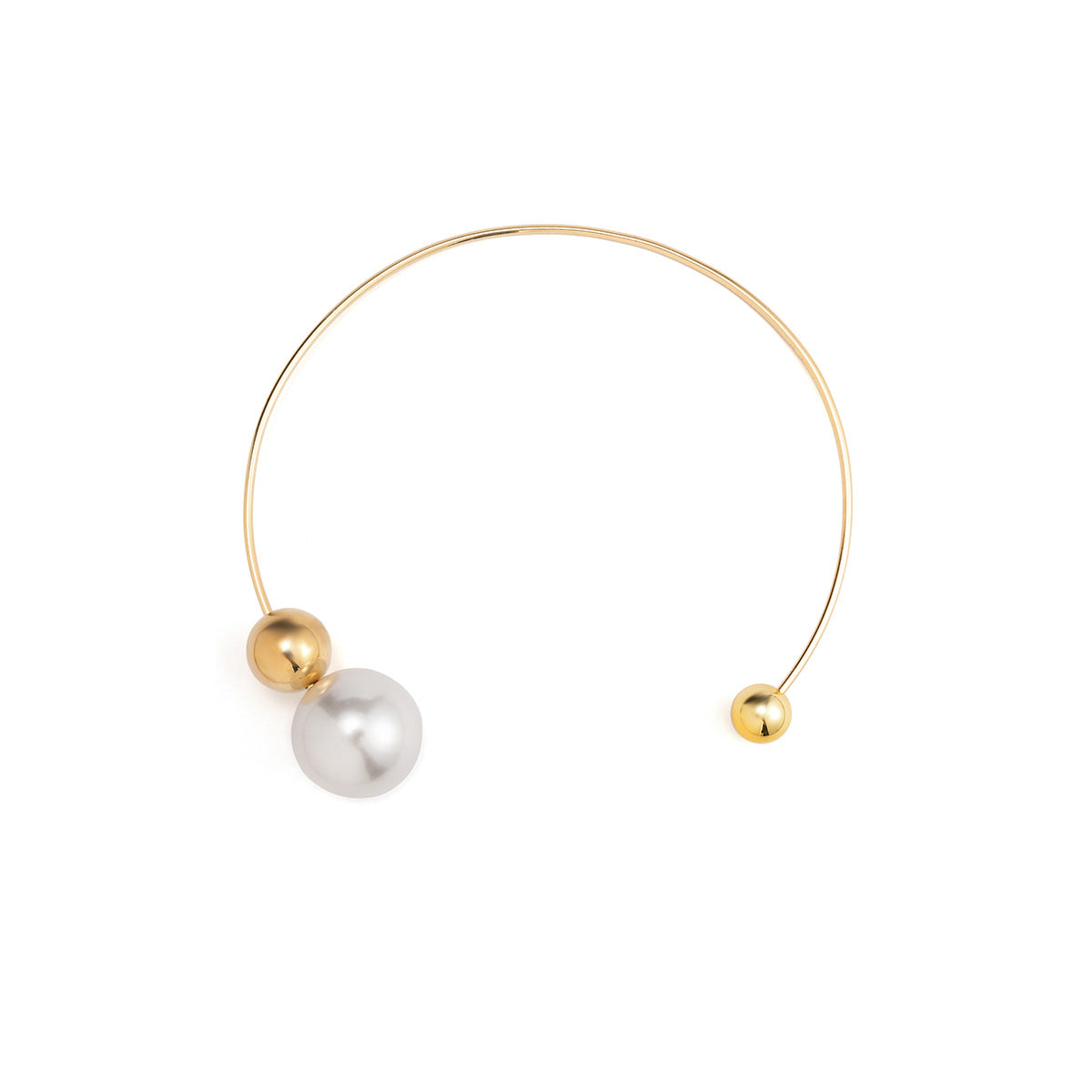 Gold Silver Asymmetrical Round Collar Pearl Necklace Jewellery