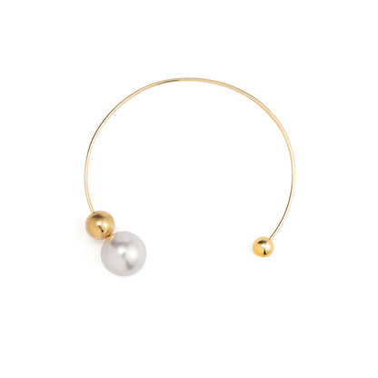 Gold Silver Asymmetrical Round Collar Pearl Necklace Jewellery