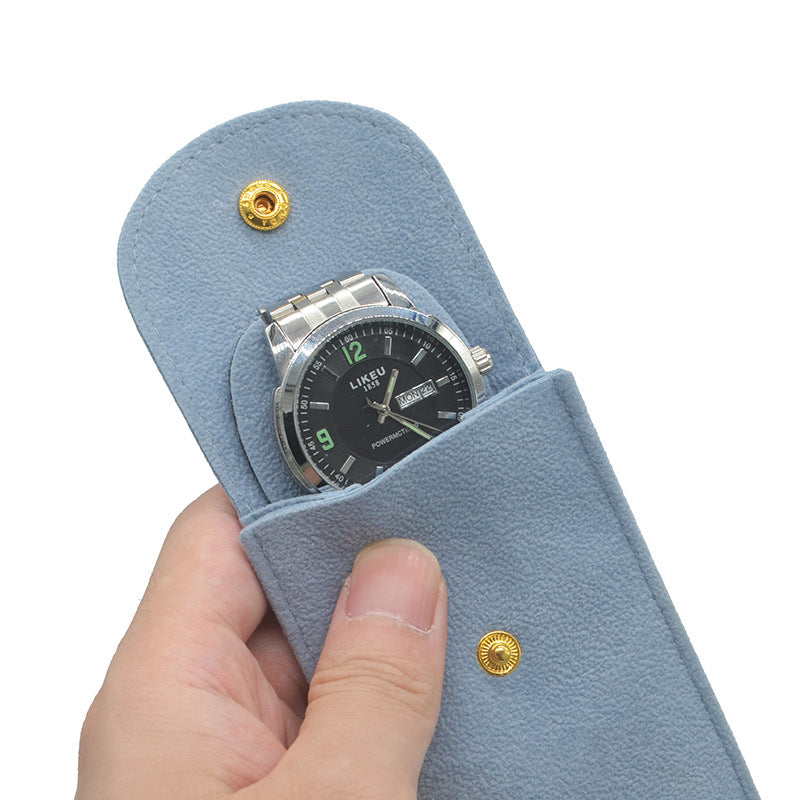 Velvet Snap Button Watch Pouch Thickened Mechanical Case Scratch Resistant Bag