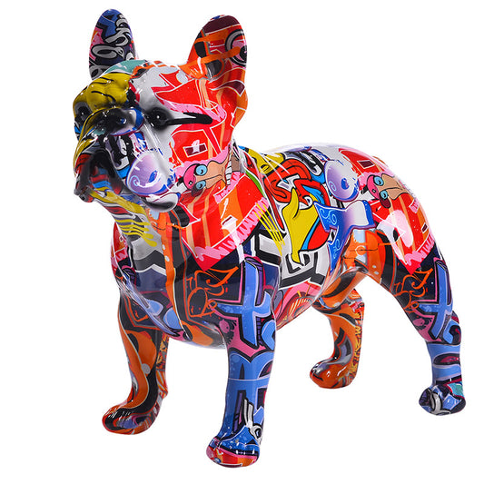 Multi-Colour Bulldog Resin Figurine Modern Desk Ornament Home & Office Decoration