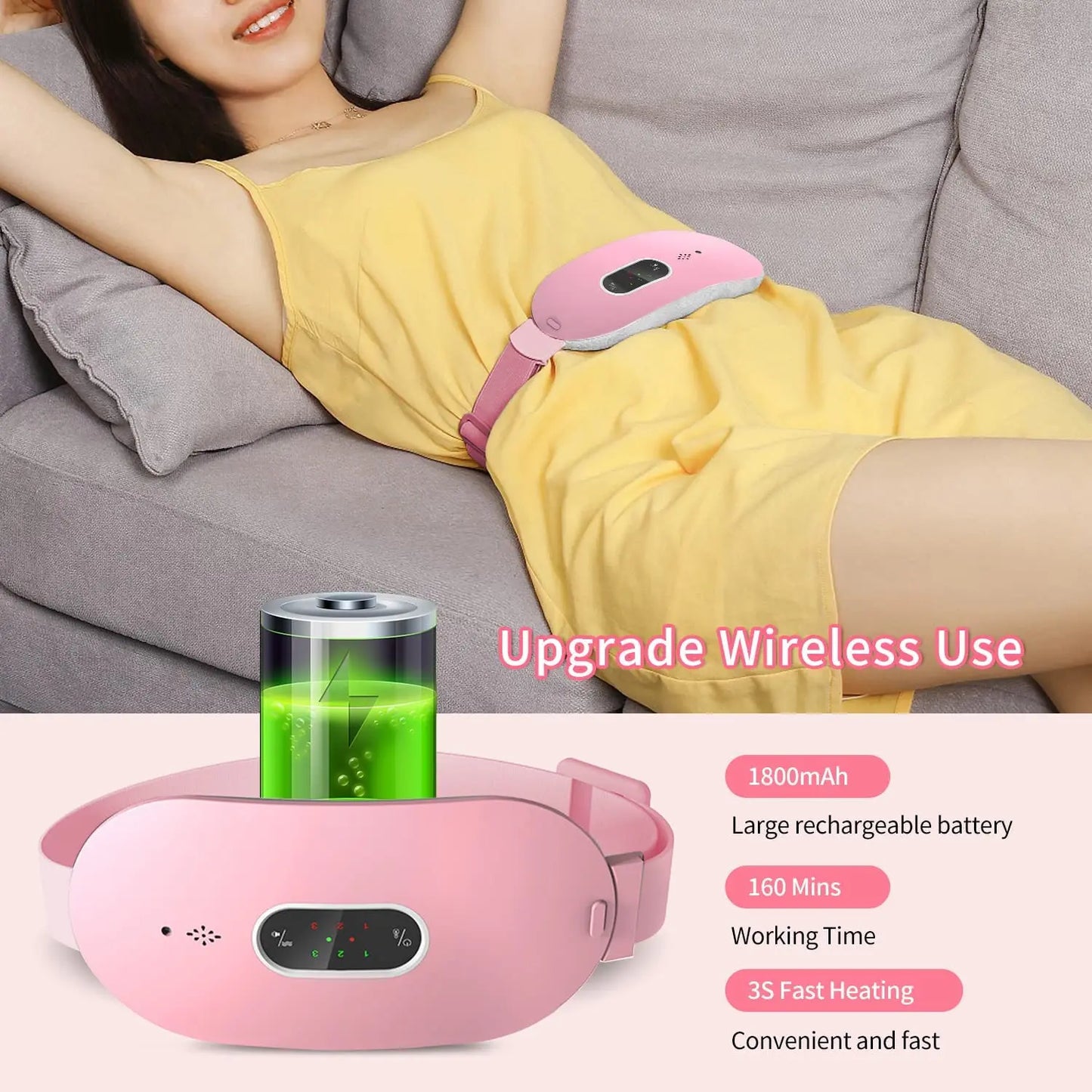 Women’s Electric Menstrual Heating Pad Pain Relief Abdominal Massage Belt