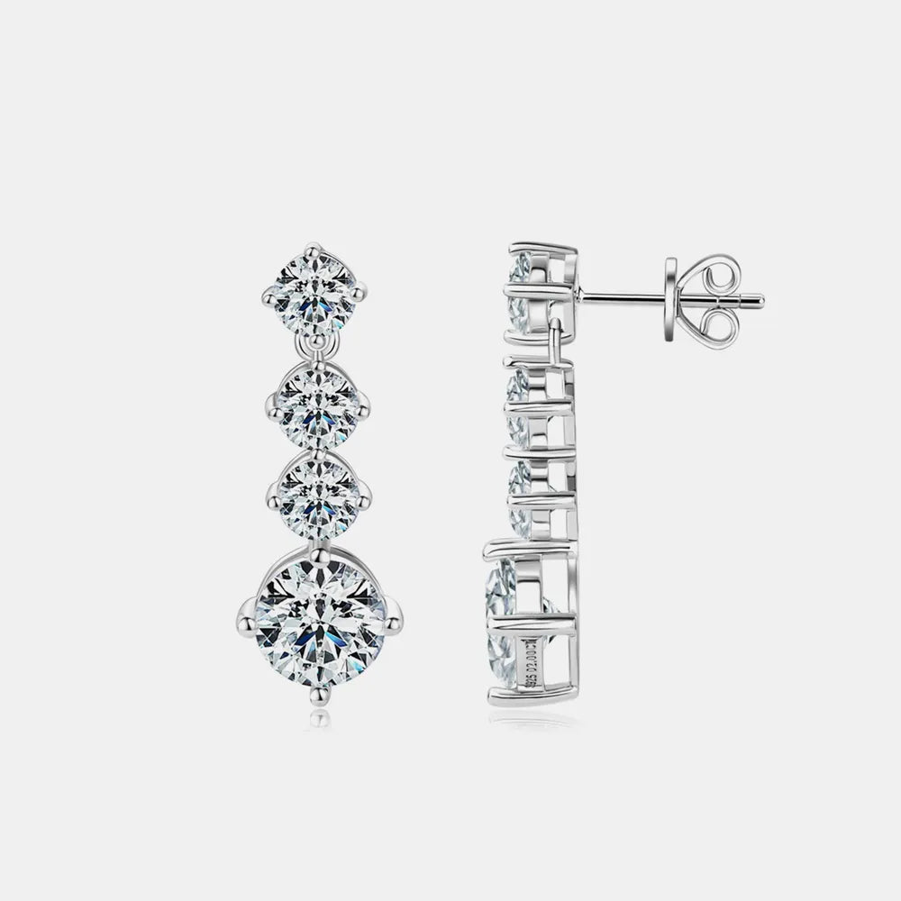 4 Carat Moissanite Stud Earrings 925 Sterling Silver D Grade Sparkle Secure Fit