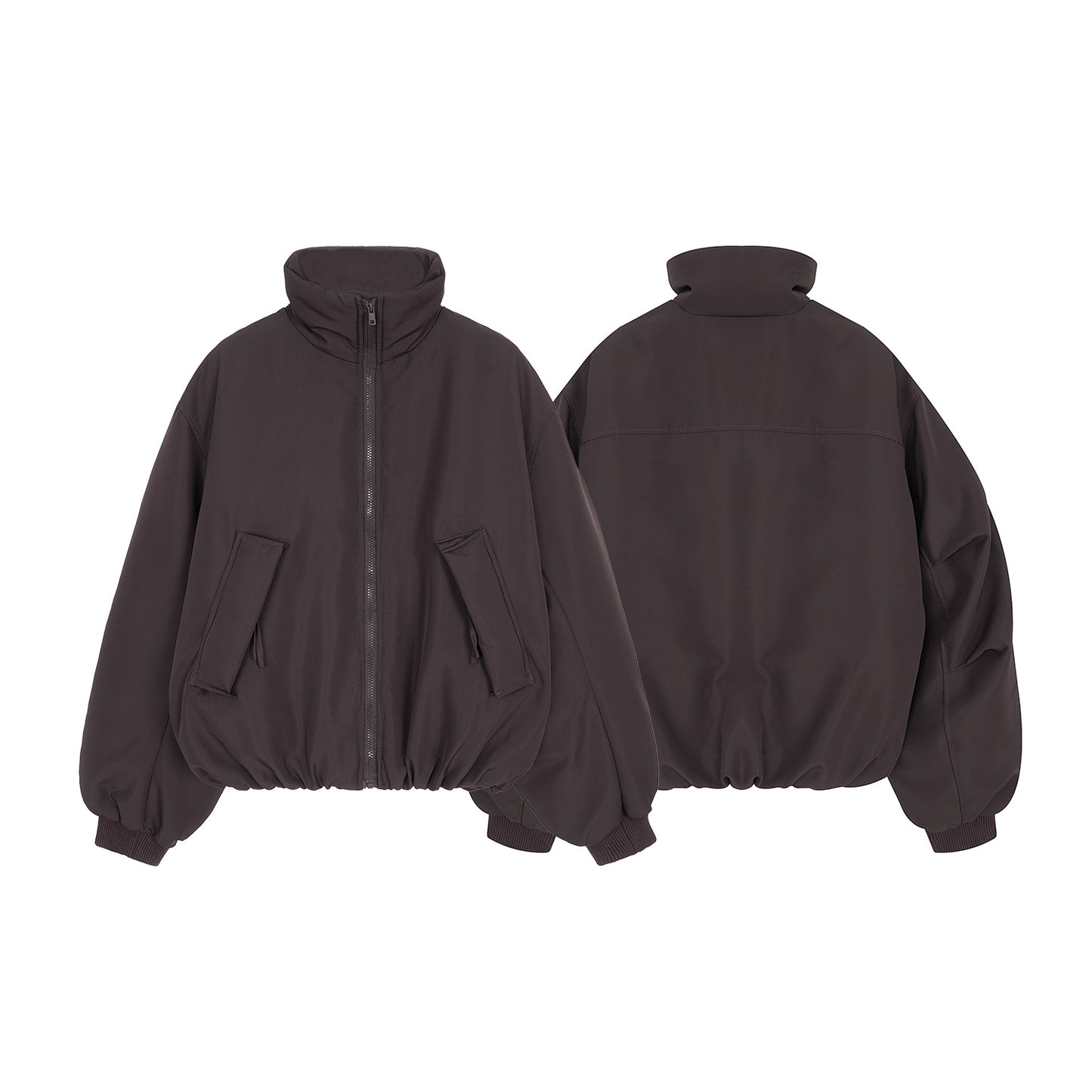 Unisex Vintage Wide-Cut Duck Down Parka with Stand-Up Collar and Zip Fastening
