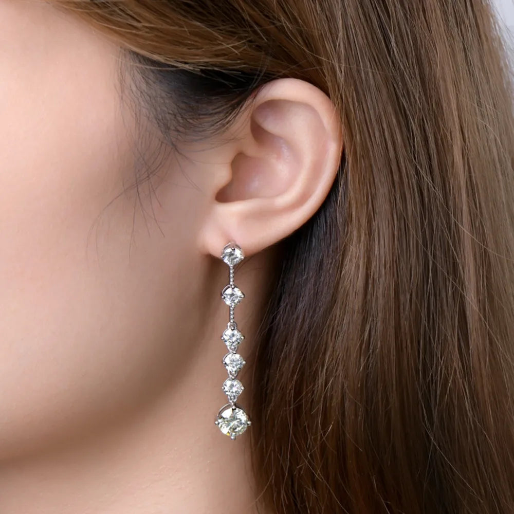 Luxury 925 Sterling Silver 4 Carat Moissanite Stud Earrings D Grade Clear 77mm