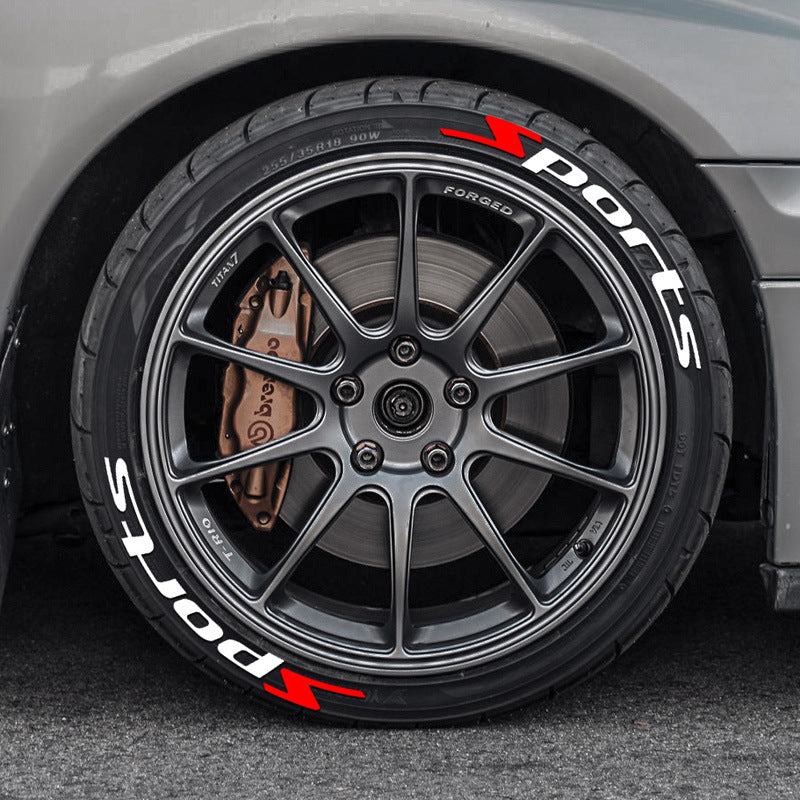 3D Sports Series Vehicle Tire Stickers Durable Rubber Weatherproof 33cm Long