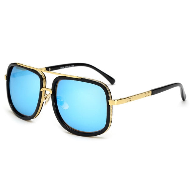 Mens Square Sunglasses Polarised Lens Lightweight Alloy Frame 65mm Protection