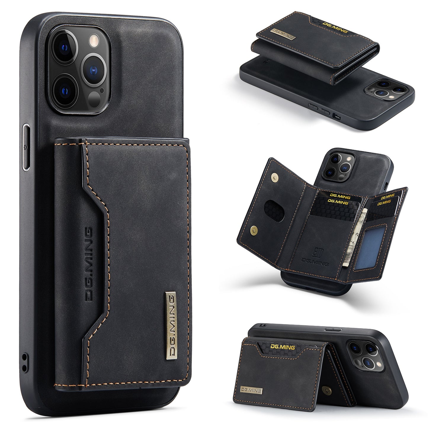 Magnetic Leather Card Case Detachable Kickstand for iPhone 11 12 13 14 Pro Max