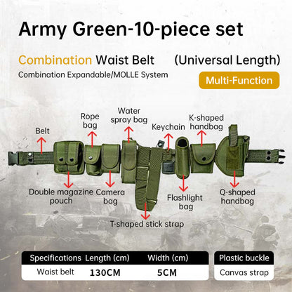 Tactical Holster and Flashlight Pouch Set with MOLLE Duty Belt System 10 Piece