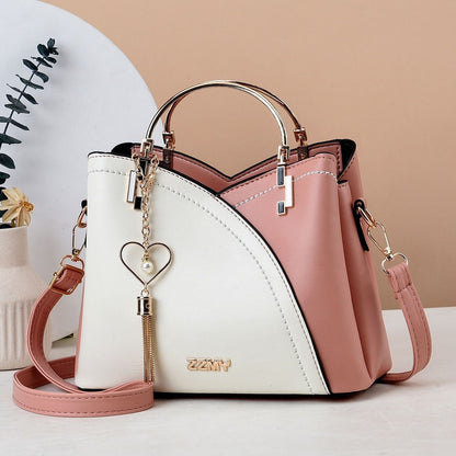 Korean Style Colour Block Trendy Women Handbag Spacious Large Storage Capacity