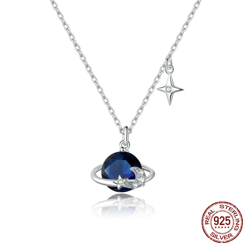 S925 Sterling Silver Starry Sky Charm Necklace Adjustable Link Chain Jewellery