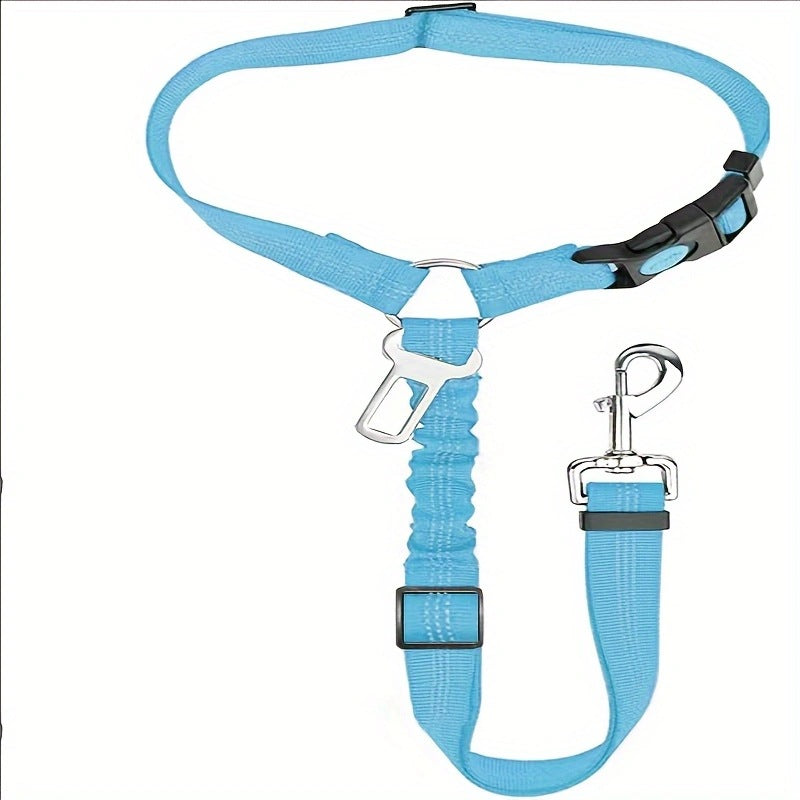 Pet Car Seat Belt | Adjustable Dog Safety Harness with Bungee Buffer, 360° Swivel Clip