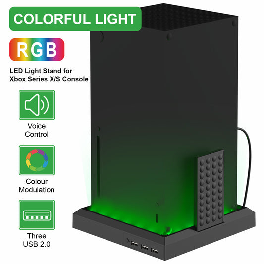 RGB LED Controller Stand for Xbox Series X/S Ambient Lighting USB Hub Gaming