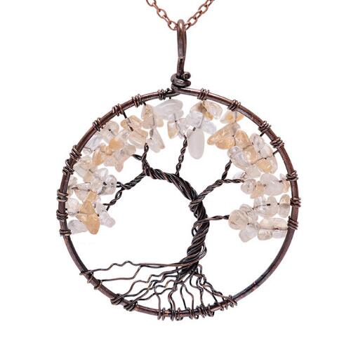 5CM Tree Of Life Crystal Natural Stone Pendant Necklace