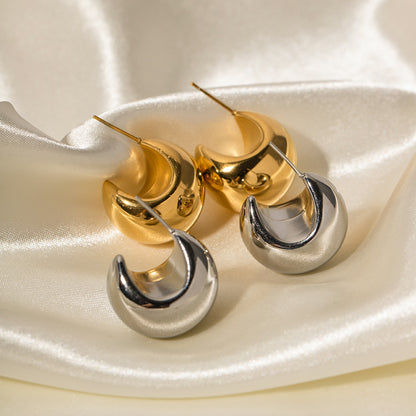 Crescent Semi-Circle Gold Silver Earrings Hollow Design Women's Jewelry
