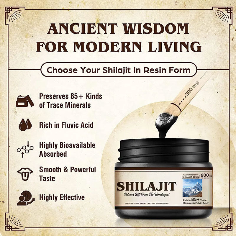 Shilajit Resin 30g – 600mg Potency, 85+ Trace Minerals, Rich in Fulvic Acid, Organic