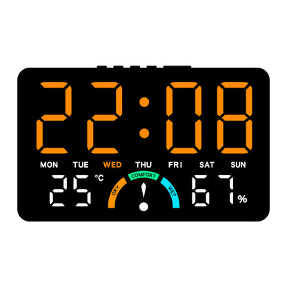 Digital Alarm Clock Temperature Humidity Display Dual Alarms LED Snooze Feature