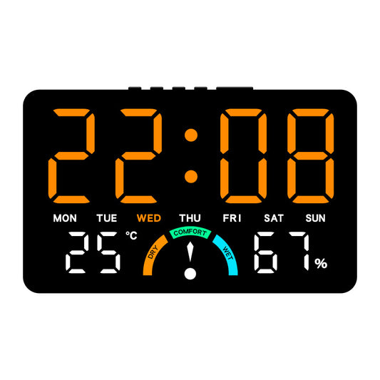 Digital Alarm Clock Temperature Humidity Display Dual Alarms LED Snooze Feature