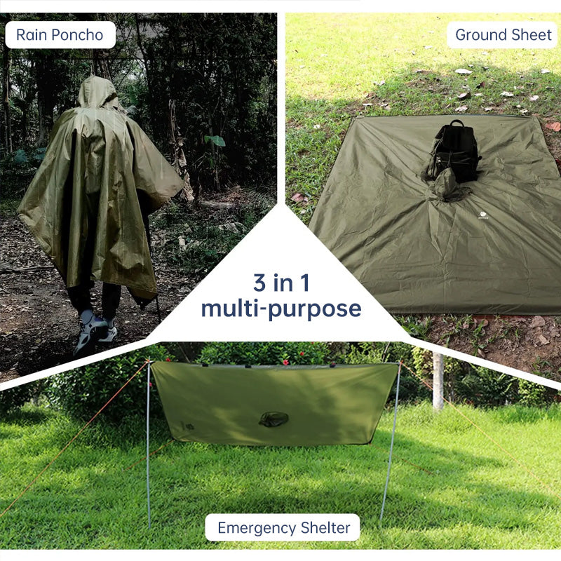 Unisex Lightweight Waterproof Hooded Rain Poncho for Hiking Fishing Climbing