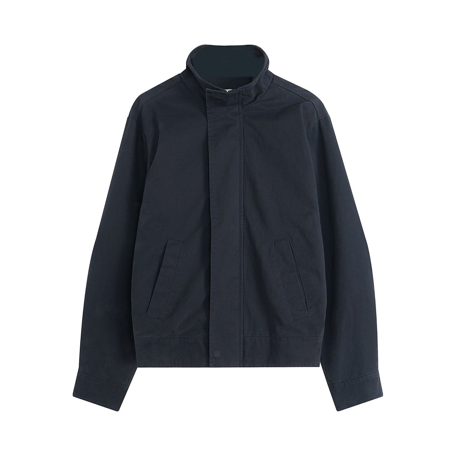 Unisex Loose Fit Stand Collar Jacket Solid Colour Casual Outerwear Collection