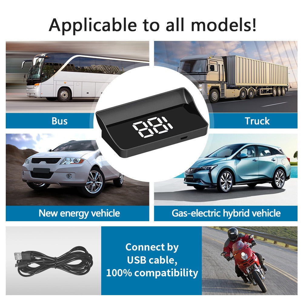GPS Speedometer Universal Heads-Up Display Dashboard Speed Indicator Clear View