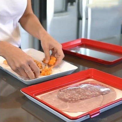 Food Preservation Tray Sealing Freshness Space Saver Refrigerator Safe 30x22x3cm