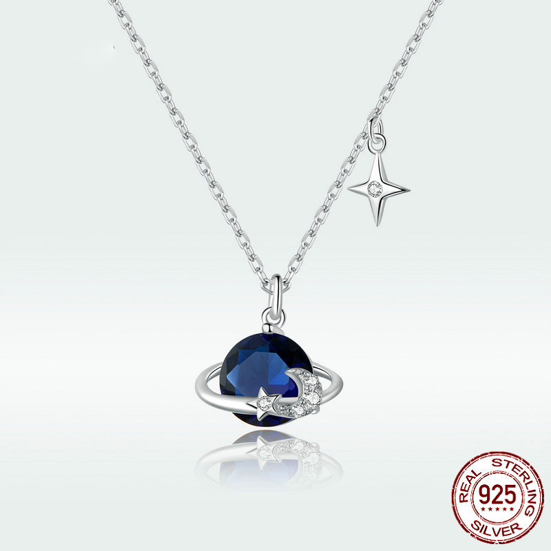 S925 Sterling Silver Starry Sky Charm Necklace Adjustable Link Chain Jewellery