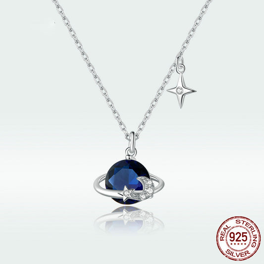 S925 Sterling Silver Starry Sky Charm Necklace Adjustable Link Chain Jewellery