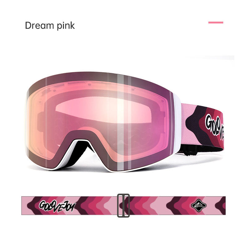 Magnetic Ski Goggles UV Protection Double Lens Anti-Fog Windproof Skiing Gear