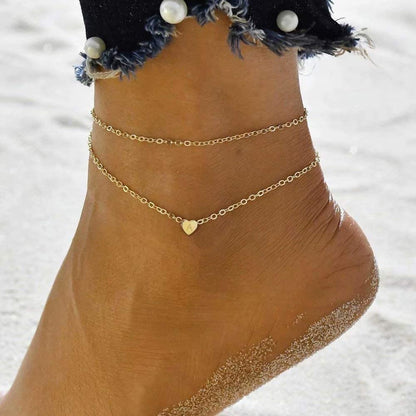 26 Letters Alphabet Womens Gold Tone Heart Anklet Crystal Dangle
