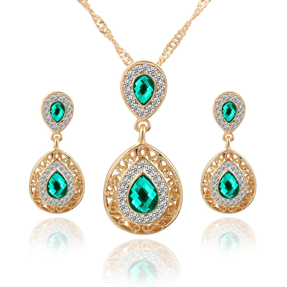 Gold Plated Austrian Crystal Necklace Earring Set Jewellery