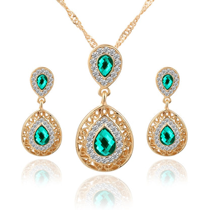 Gold Plated Austrian Crystal Necklace Earring Set Jewellery