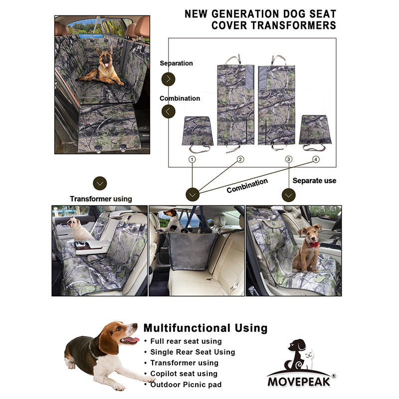 Upgraded Waterproof Dog Car Seat Cover W/ Storage Bag & Leash All Cars SUVs