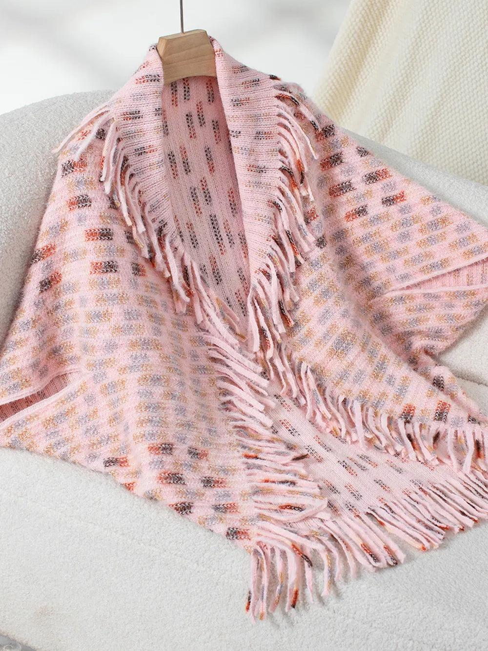 Fringe Open Front Boho Poncho Women’s Half Sleeve Cardigan Knit Cape Shawl Wrap