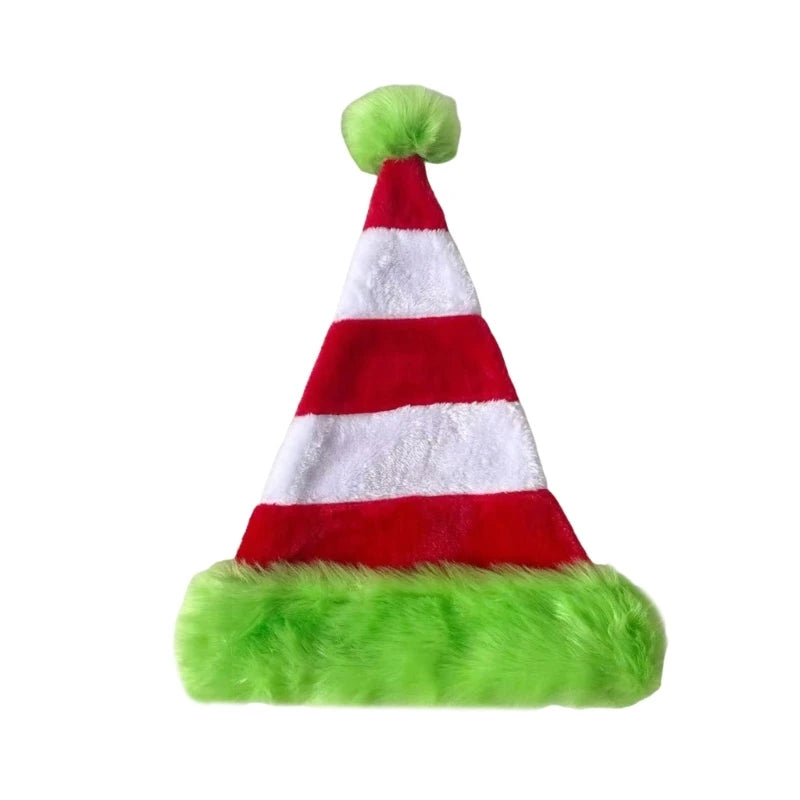 Striped Plush Santa Hats Hat Christmas and Winter Holiday Seasonal Celebrations