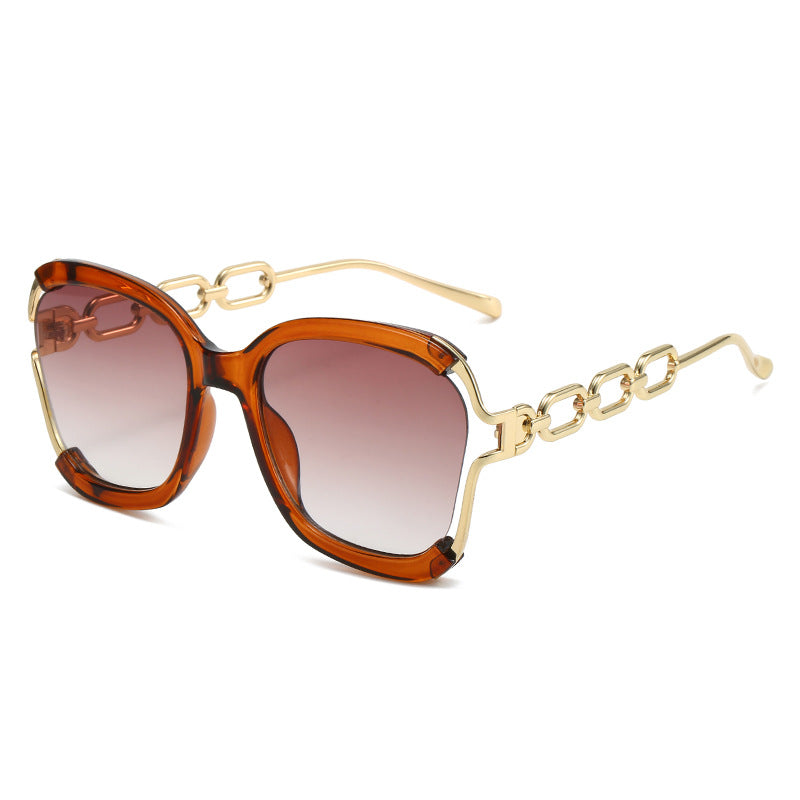 Womens Sunglasses UV400 Protection Metal Hollow Oval Frame Stylish Outdoor Eyewear