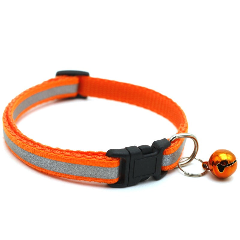 Adjustable Reflective Pet Collar with Bell Luminous Cat & Dog Collar | 19-32cm