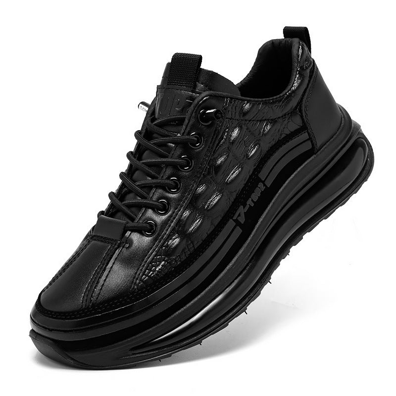 Men's Smart Casual Lightweight Thick-Soled Leather Shoes Stylish Footwear