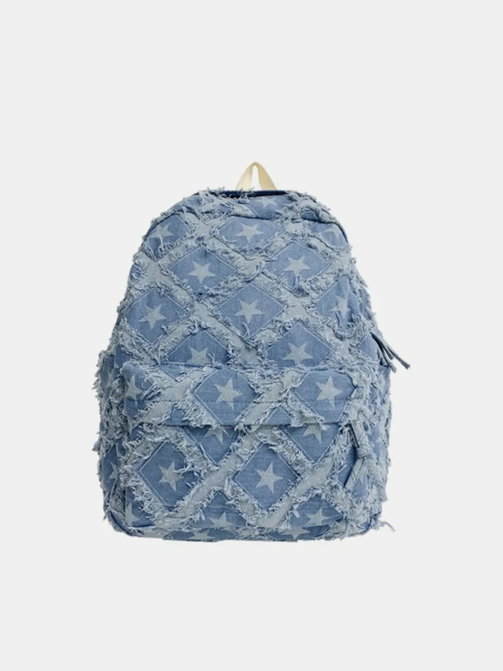 Star Denim Backpack Distressed Frayed Edge Casual Medium School Rucksack Bag