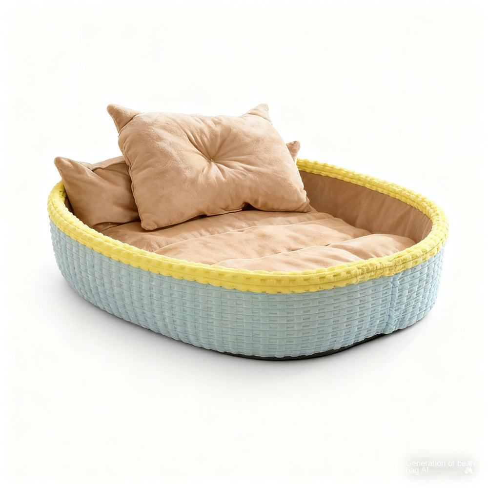 Winter Warm Half Enclosed Pet Dog House Plush Bed Mat Indoor Peaceful Sanctuary
