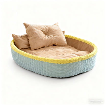 Winter Warm Half Enclosed Pet Dog House Plush Bed Mat Indoor Peaceful Sanctuary
