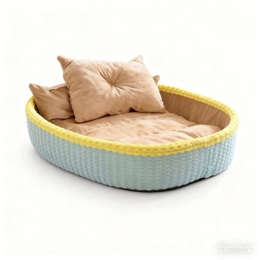 Winter Warm Half Enclosed Pet Dog House Plush Bed Mat Indoor Peaceful Sanctuary
