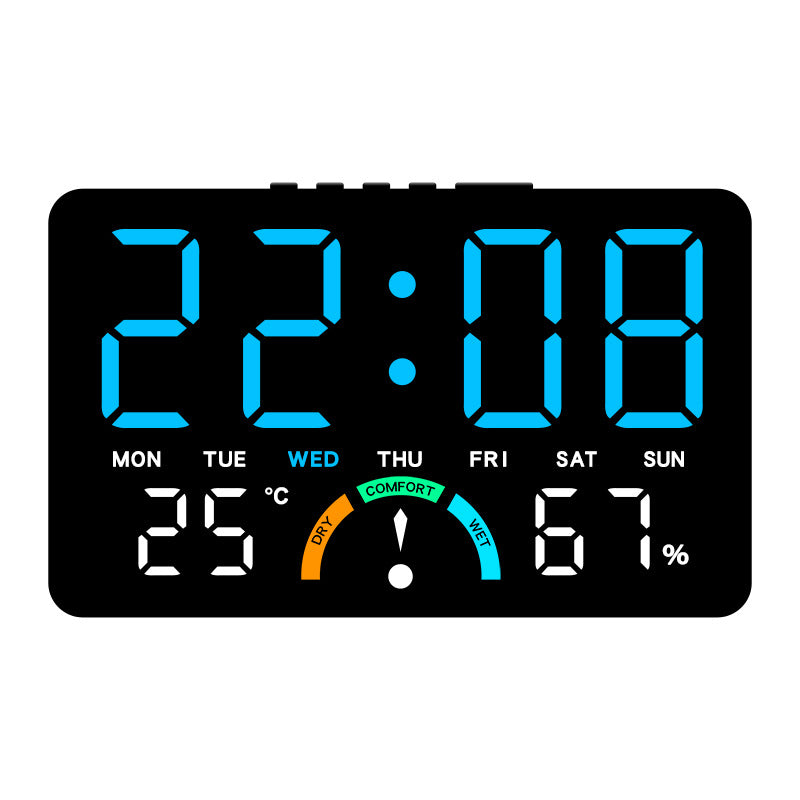 Digital Alarm Clock Temperature Humidity Display Dual Alarms LED Snooze Feature
