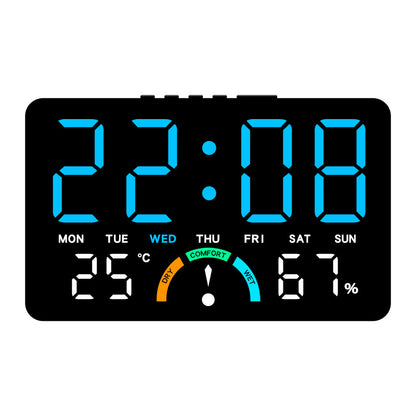 Digital Alarm Clock Temperature Humidity Display Dual Alarms LED Snooze Feature