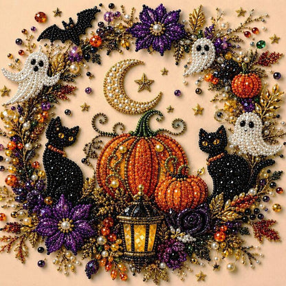 Diamond Art Kit Full Drill Halloween Ghost Crow Cat Pumpkin Skull Wall Decor