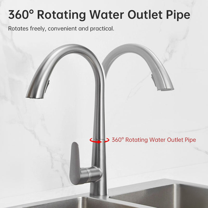 Dual Function 360° Swivel Stainless Steel Kitchen Sink Faucet High Durability
